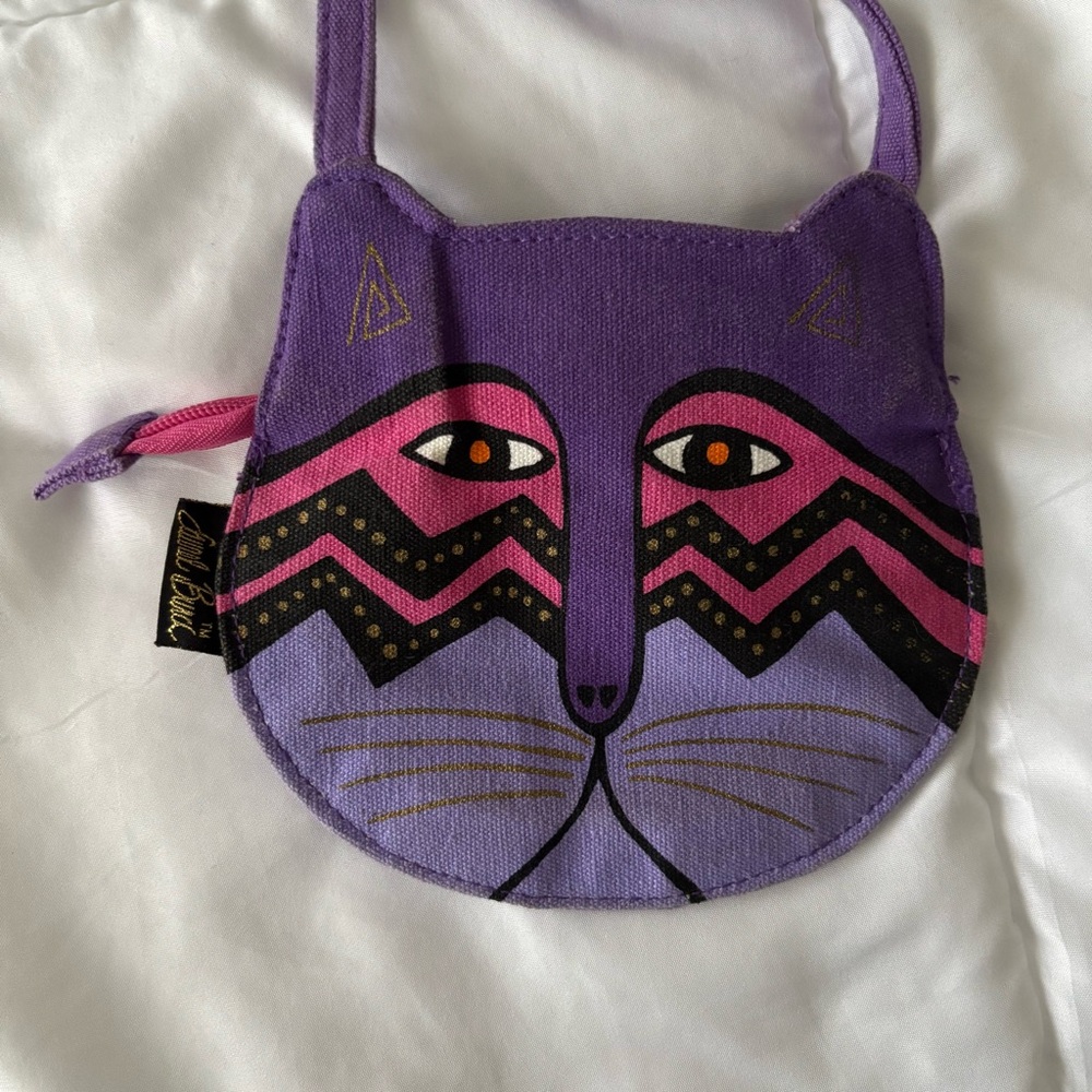 Laurel Burch Purple and Pink Cat Face Bag - Picture 3 of 7
